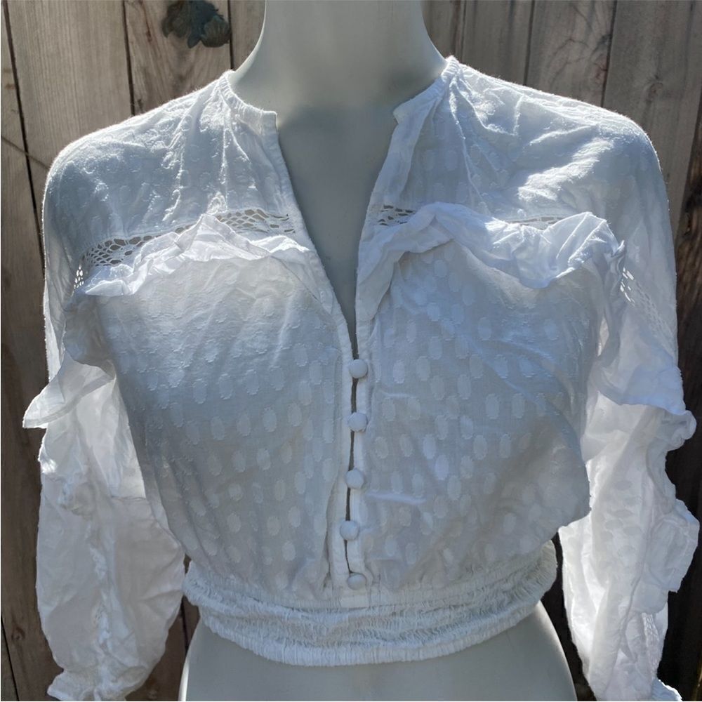 Zara sheets cropped white blouse size XS